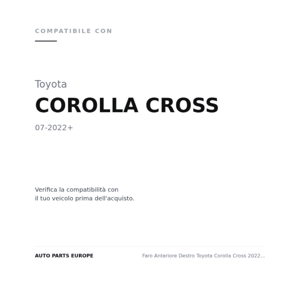 Faro Anteriore Destro Toyota Corolla Cross 2022+ – Bordino Inferiore Blu compatibilità veicoli (Toyota COROLLA CROSS (2022+))