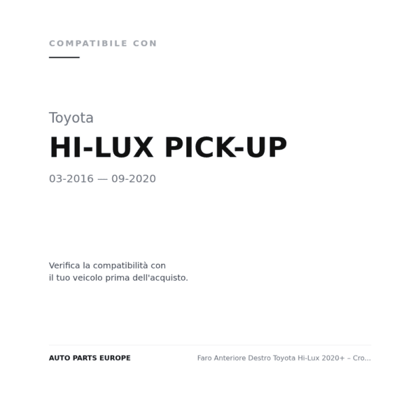 Faro Anteriore Destro Toyota Hi-Lux 2020+ – Cromata A Led compatibilità veicoli (Toyota HI-LUX PICK-UP (2016-2020))