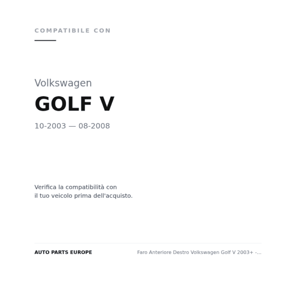 Scheinwerfer Rechts Volkswagen Golf V 2003+ - Verchromter Reflektor compatibilità veicoli (Volkswagen GOLF V (2003-2008))