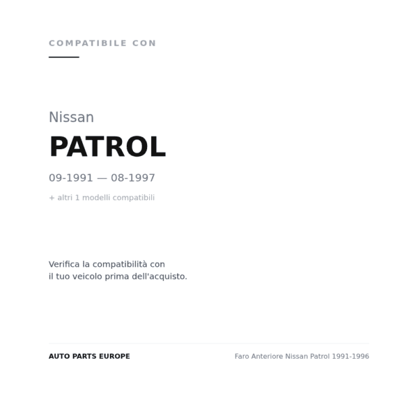 Faro Anteriore Nissan Patrol 1991-1996 compatibilità veicoli (Nissan PATROL (1991-1997) · Toyota LAND CRUISER FJ 75 (1985-1989))
