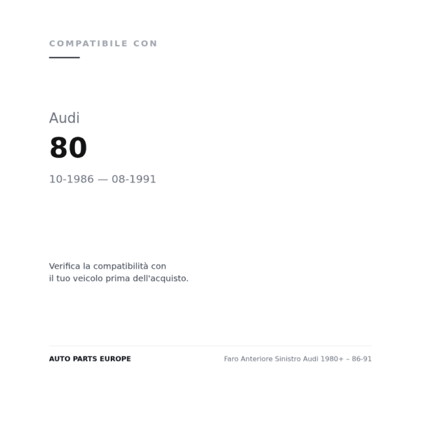 Faro Anteriore Sinistro Audi 1980+ – 86-91 compatibilità veicoli (Audi 80 (1986-1991))