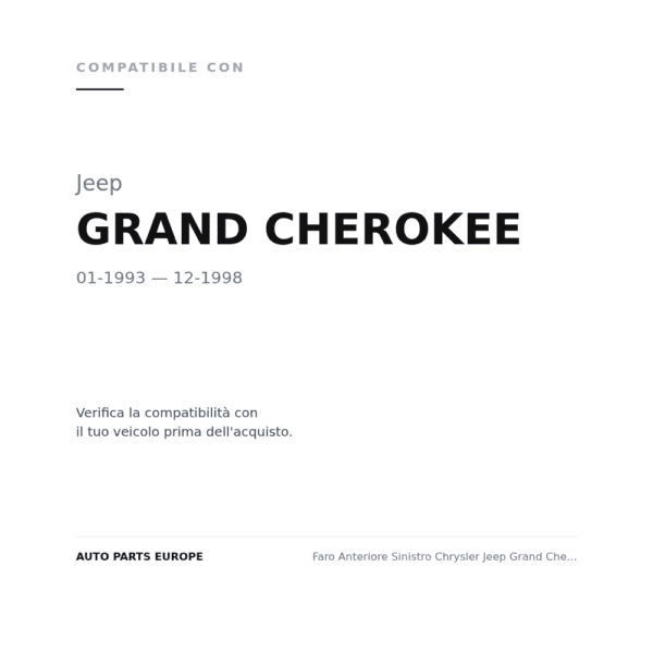 Scheinwerfer Links Chrysler Jeep Grand Cherokee 1993-2004 – Elektrisch compatibilità veicoli (Jeep GRAND CHEROKEE (1993-1998))