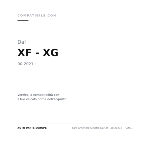 Faro Vorne Sinistro Daf Xf - Xg 2021+ – C/Motore compatibilità veicoli (Daf XF - XG (2021+))