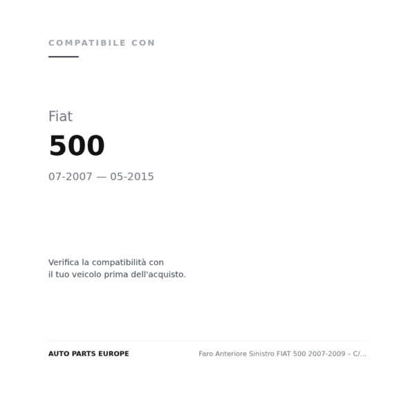 Scheinwerfer Links FIAT 500 2007-2009 – C/Motor compatibilità veicoli (Fiat 500 (2007-2015))