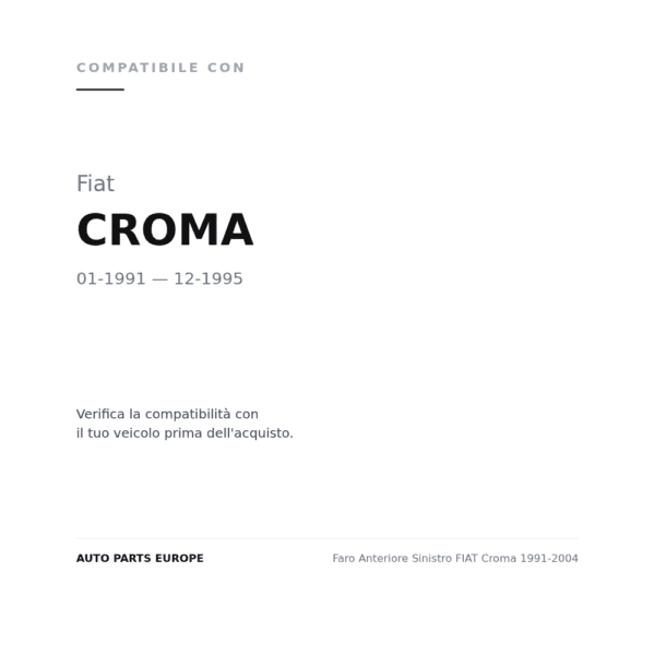 Faro Anteriore Sinistro FIAT Croma 1991-2004 compatibilità veicoli (Fiat CROMA (1991-1995))