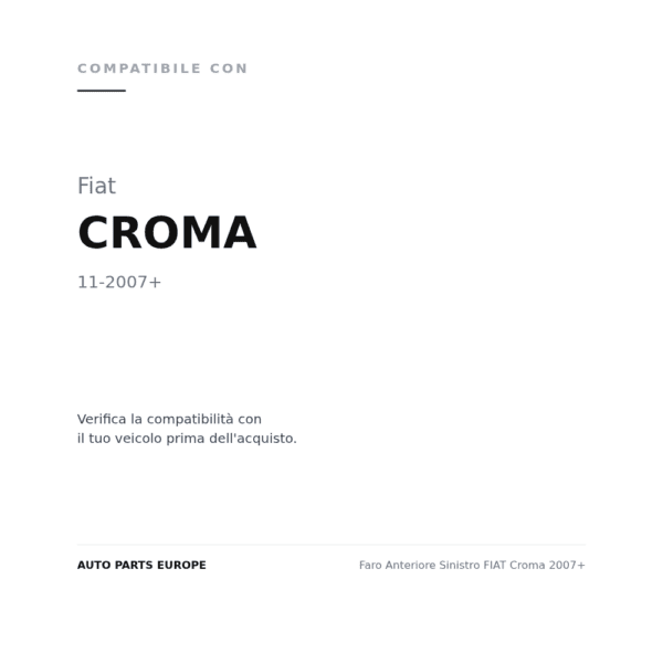 Faro Anteriore Sinistro FIAT Croma 2007+ compatibilità veicoli (Fiat CROMA (2007+))
