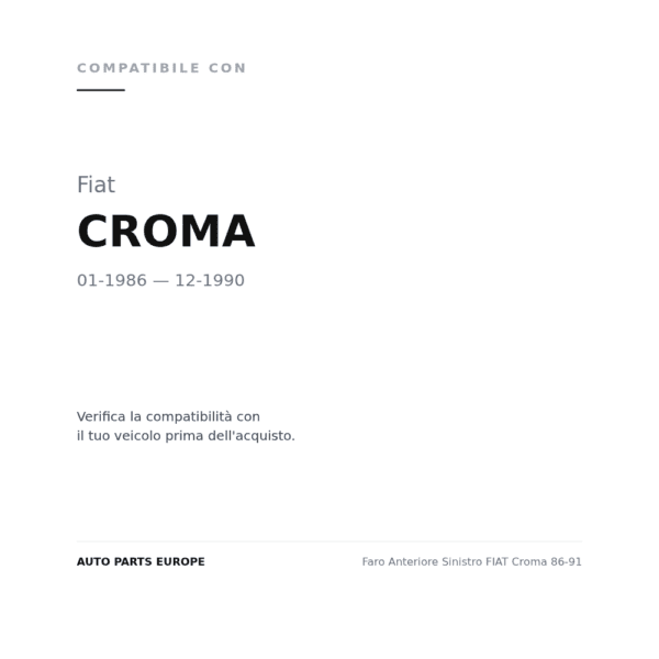 Scheinwerfer Links FIAT Croma 86-91 compatibilità veicoli (Fiat CROMA (1986-1990))