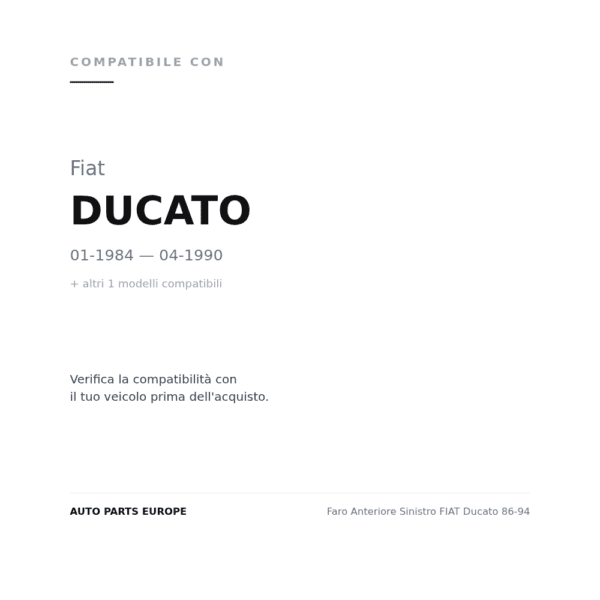 Faro Anteriore Sinistro FIAT Ducato 86-94 compatibilità veicoli (Fiat DUCATO (1984-1990) · Fiat DUCATO (1990-1993))