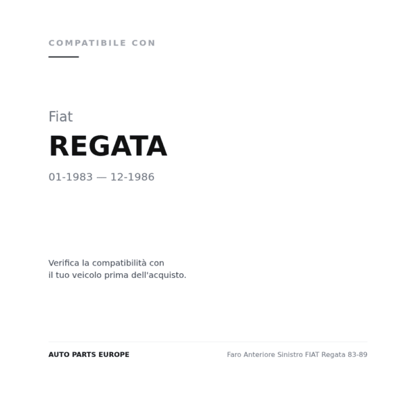 Faro Anteriore Sinistro FIAT Regata 83-89 compatibilità veicoli (Fiat REGATA (1983-1986))