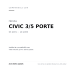 Faro Anteriore Sinistro Honda Civic 2001-2002 compatibilità veicoli (Honda CIVIC 3/5 PORTE (2001-2003))
