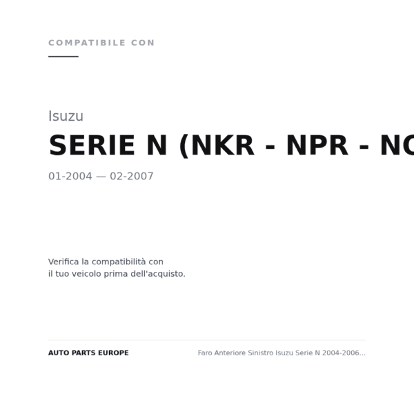 Faro Anteriore Sinistro Isuzu Serie N 2004-2006 - Manuale compatibilità veicoli (Isuzu SERIE N (NKR - NPR - NQR) (2004-2007))
