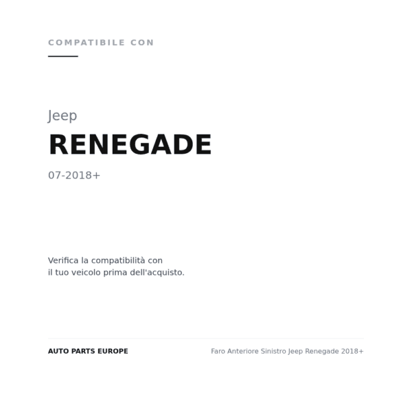 Faro Anteriore Sinistro Jeep Renegade 2018+ compatibilità veicoli (Jeep RENEGADE (2018+))
