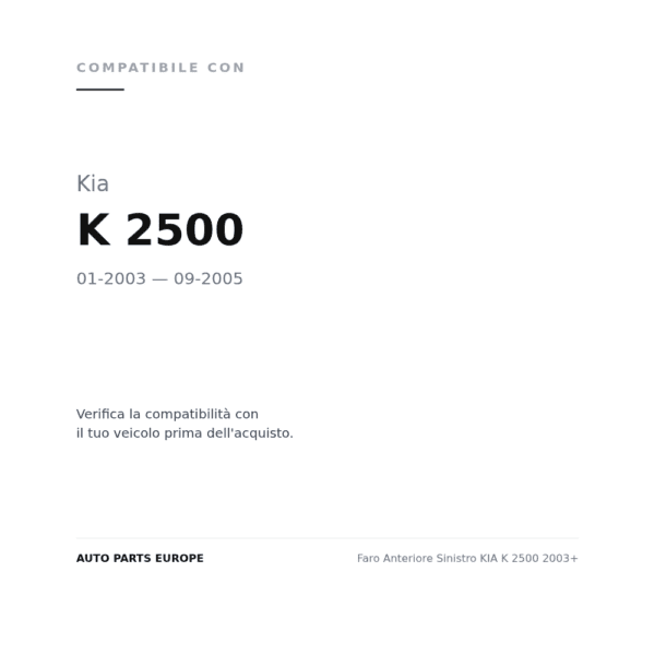Scheinwerfer Links KIA K 2500 2003+ compatibilità veicoli (Kia K 2500 (2003-2005))