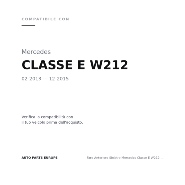Faro Anteriore Sinistro Mercedes Classe E W212 2013+ compatibilità veicoli (Mercedes CLASSE E W212 (2013-2015))