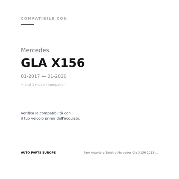 Scheinwerfer Links Mercedes Gla X156 2013-2016 – Mit Motor Schwarzer Reflektor compatibilità veicoli (Mercedes GLA X156 (2017-2020) · Mercedes GLA X156 (2013-2016))