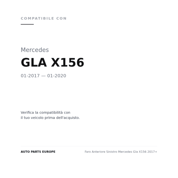 Faro Anteriore Sinistro Mercedes Gla X156 2017+ compatibilità veicoli (Mercedes GLA X156 (2017-2020))