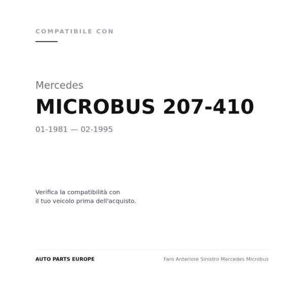 Faro Anteriore Sinistro Mercedes Microbus compatibilità veicoli (Mercedes MICROBUS 207-410 (1981-1995))