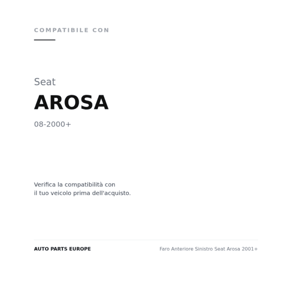Scheinwerfer Links Seat Arosa 2001+ compatibilità veicoli (Seat AROSA (2000+))