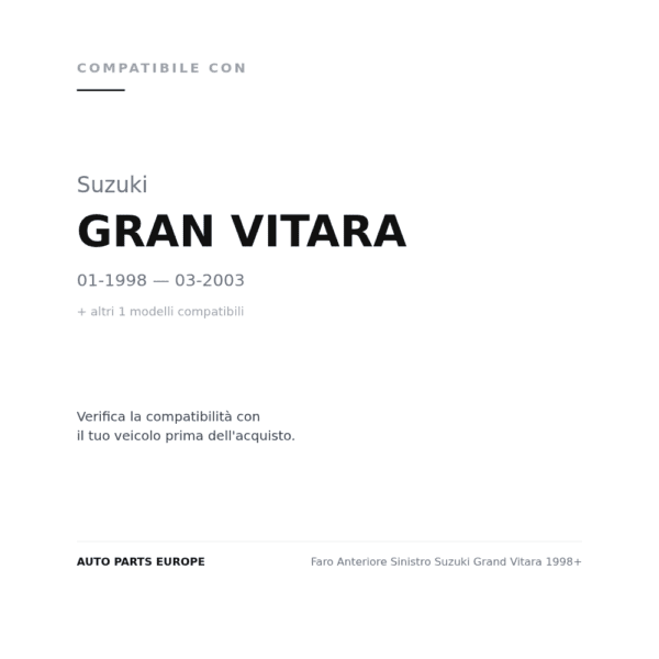 Scheinwerfer Links Suzuki Grand Vitara 1998+ compatibilità veicoli (Suzuki GRAN VITARA (1998-2003) · Suzuki VITARA (1998-2000))