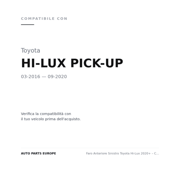 Faro Anteriore Sinistro Toyota Hi-Lux 2020+ – Cromata A Led compatibilità veicoli (Toyota HI-LUX PICK-UP (2016-2020))