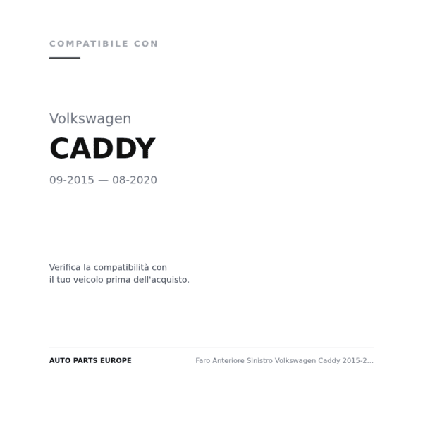 Faro Anteriore Sinistro Volkswagen Caddy 2015-2019 – Versione 1 compatibilità veicoli (Volkswagen CADDY (2015-2020))