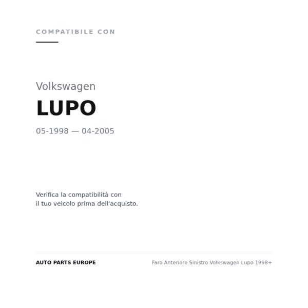 Faro Anteriore Sinistro Volkswagen Lupo 1998+ compatibilità veicoli (Volkswagen LUPO (1998-2005))