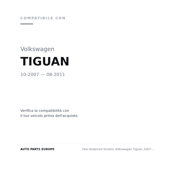 Scheinwerfer Links Volkswagen Tiguan 2007-2008 compatibilità veicoli (Volkswagen TIGUAN (2007-2011))