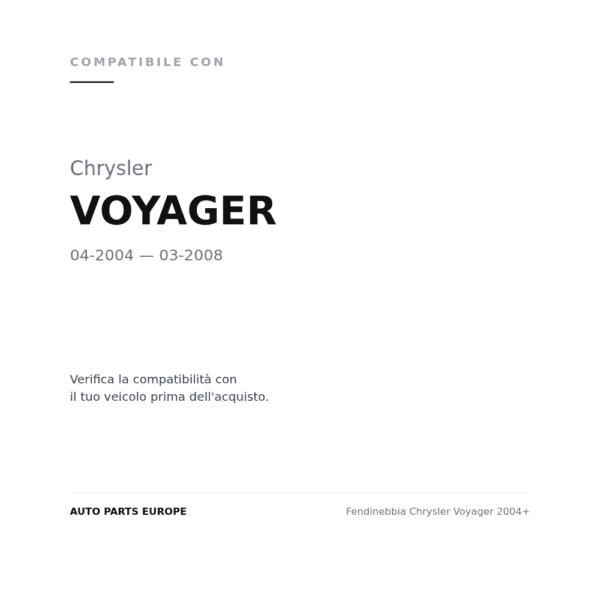 Fendinebbia Chrysler Voyager 2004+ compatibilità veicoli (Chrysler VOYAGER (2004-2008))