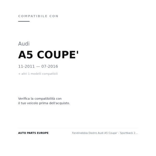 Fendinebbia Destro Audi A5 Coupe' - Sportback 2011+ compatibilità veicoli (Audi A5 COUPE' (2011-2016) · Audi A5 SPORTBACK (2011-2016))