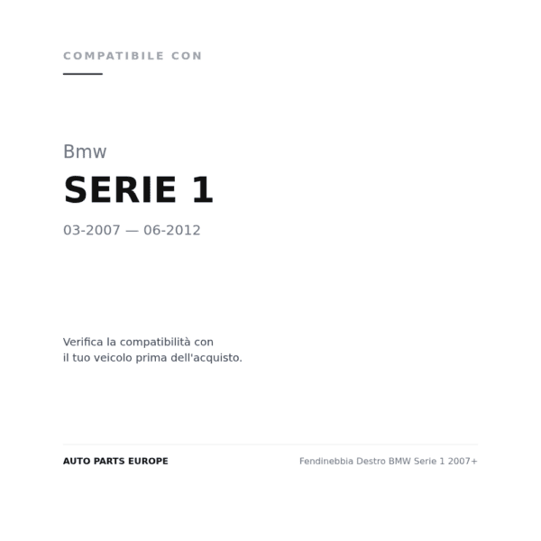 Fendinebbia Destro BMW Serie 1 2007+ compatibilità veicoli (Bmw SERIE 1 (2007-2012))