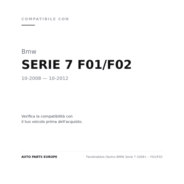 Fendinebbia Destro BMW Serie 7 2008+ – F01/F02 compatibilità veicoli (Bmw SERIE 7 F01/F02 (2008-2012))