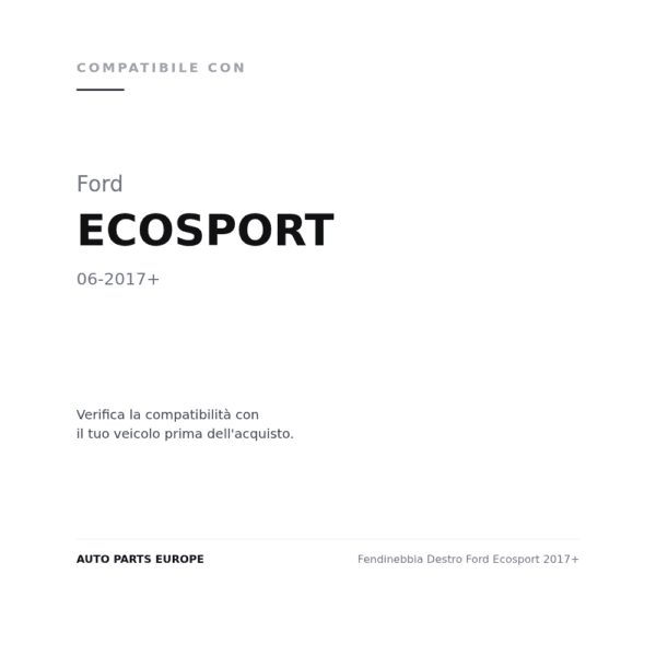Nebelscheinwerfer Rechts Ford Ecosport 2017+ compatibilità veicoli (Ford ECOSPORT (2017+))