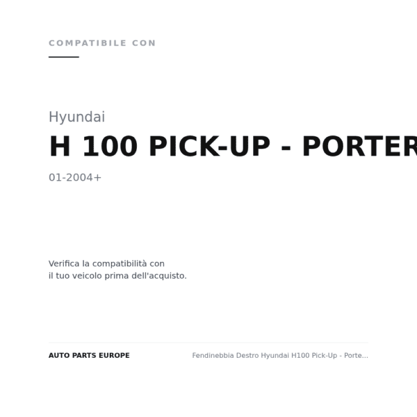 Fendinebbia Destro Hyundai H100 Pick-Up - Porter 2004+ compatibilità veicoli (Hyundai H 100 PICK-UP - PORTER (2004+))