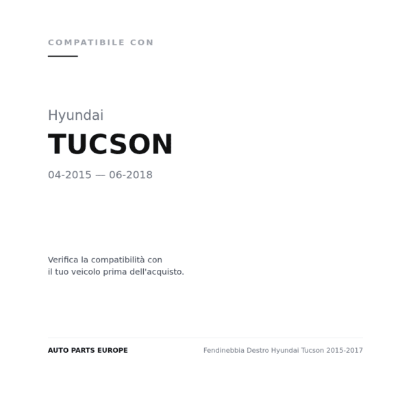 Fendinebbia Destro Hyundai Tucson 2015-2017 compatibilità veicoli (Hyundai TUCSON (2015-2018))