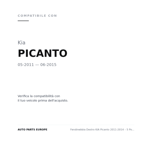Fendinebbia Destro KIA Picanto 2011-2014 – 5 Porte C/Luce Diurna compatibilità veicoli (Kia PICANTO (2011-2015))