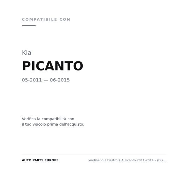 Fendinebbia Destro KIA Picanto 2011-2014 – (Disegno Fanalino) 5 Porte compatibilità veicoli (Kia PICANTO (2011-2015))