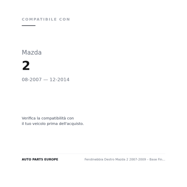 Fendinebbia Destro Mazda 2 2007-2009 – Base Fino A 03/2010 compatibilità veicoli (Mazda 2 (2007-2014))