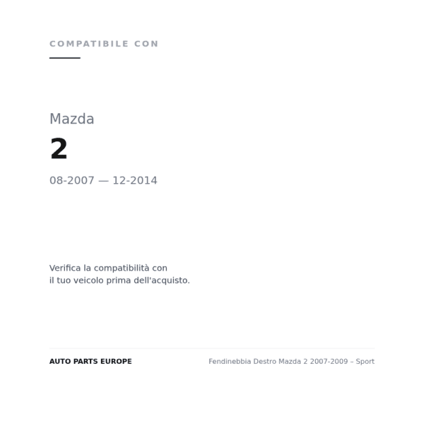Nebelscheinwerfer Rechts Mazda 2 2007-2009 – Sport compatibilità veicoli (Mazda 2 (2007-2014))