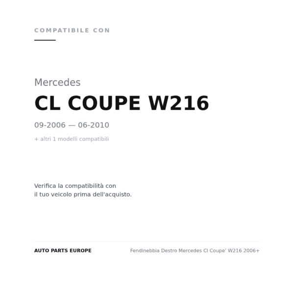 Fendinebbia Destro Mercedes Cl Coupe' W216 2006+ compatibilità veicoli (Mercedes CL COUPE W216 (2006-2010) · Mercedes CLASSE C W204 (2011-2013))