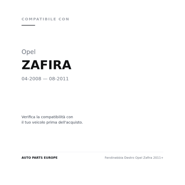 Fendinebbia Destro Opel Zafira 2011+ compatibilità veicoli (Opel ZAFIRA (2008-2011))
