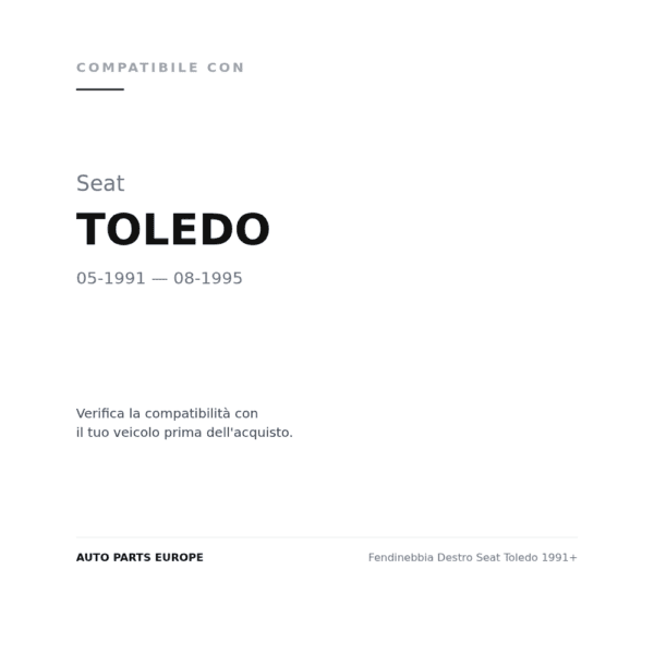 Fendinebbia Destro Seat Toledo 1991+ compatibilità veicoli (Seat TOLEDO (1991-1995))
