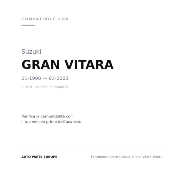 Nebelscheinwerfer Rechts Suzuki Grand Vitara 1998+ compatibilità veicoli (Suzuki GRAN VITARA (1998-2003) · Suzuki VITARA (1998-2000))
