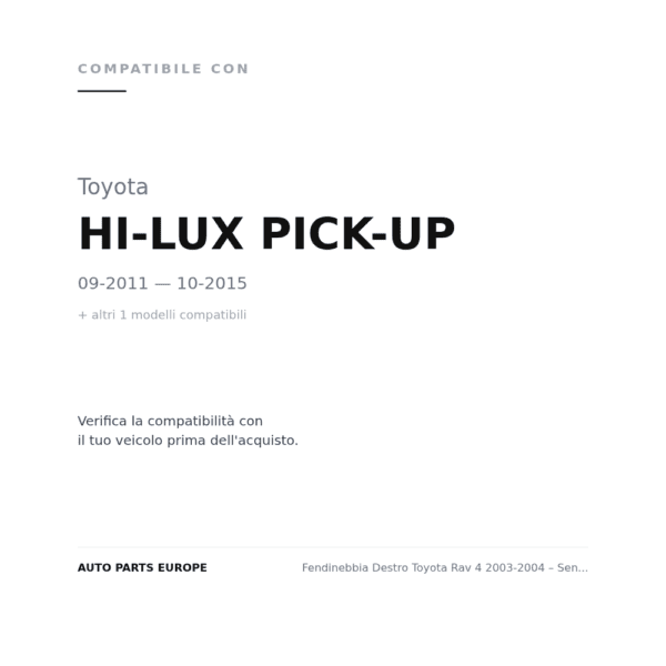 Nebelscheinwerfer Rechts Toyota Rav 4 2003-2004 – Ohne Dunkler compatibilità veicoli (Toyota HI-LUX PICK-UP (2011-2015) · Toyota RAV 4 (2003-2005))
