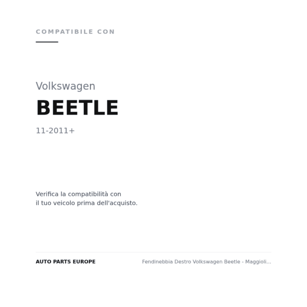 Fendinebbia Destro Volkswagen Beetle - Maggiolino 2011+ compatibilità veicoli (Volkswagen BEETLE (2011+))