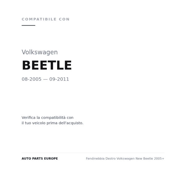 Fendinebbia Destro Volkswagen New Beetle 2005+ compatibilità veicoli (Volkswagen BEETLE (2005-2011))