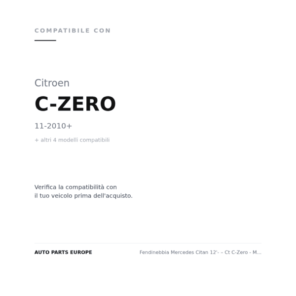Fendinebbia Mercedes Citan 12'- – Ct C-Zero - Mitsub Asx 10' - Outlander 12' Con Luce Diurna Dx=Sx compatibilità veicoli (Citroen C-ZERO (2010+) · Ford ECOSPORT (2013-2017) · Ford KA + (2016-2018) · Ford KA + (2018+) · Mercedes CITAN W415 (2012-2021))