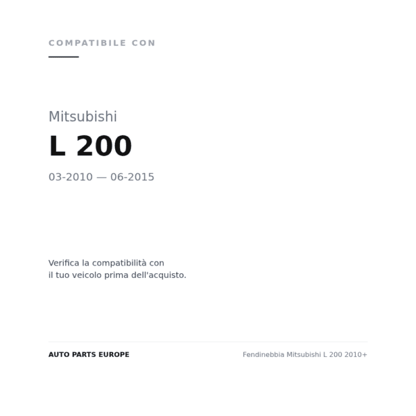 Fendinebbia Mitsubishi L 200 2010+ compatibilità veicoli (Mitsubishi L 200 (2010-2015))