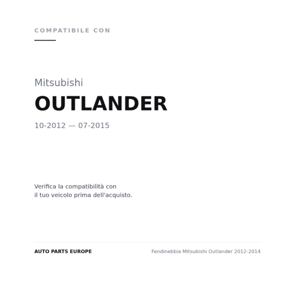 Fendinebbia Mitsubishi Outlander 2012-2014 compatibilità veicoli (Mitsubishi OUTLANDER (2012-2015))