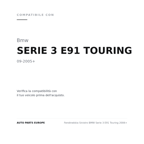 Fendinebbia Sinistro BMW Serie 3 E91 Touring 2006+ compatibilità veicoli (Bmw SERIE 3 E91 TOURING (2005+))