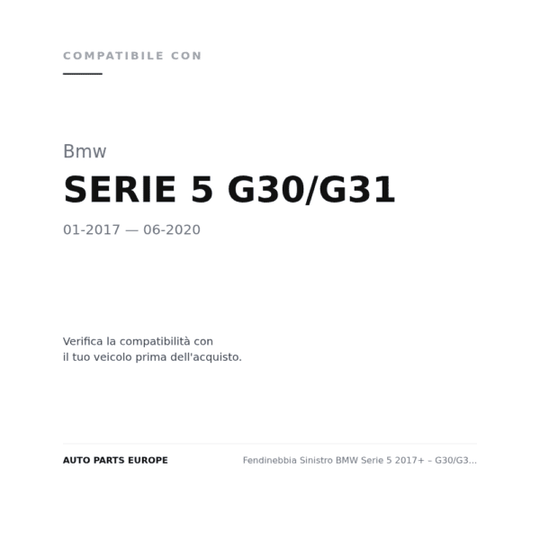 Fendinebbia Sinistro BMW Serie 5 2017+ – G30/G31 A Led compatibilità veicoli (Bmw SERIE 5 G30/G31 (2017-2020))